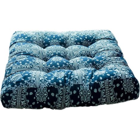 Coussin de sol en lin et coton uni, capitonné, idéal pour la méditation, le yoga et les tatamis. Convient pour la maison, le canapé, le lit, le bureau ou la voiture. Diamètre : 56 cm (22 pouces). (1/5)