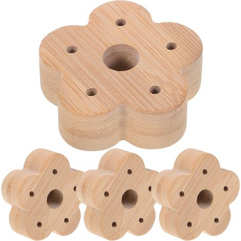 Porte-brosses à dents en bois naturel 4 pièces , forme de fleur , robuste , durable et multifonction
