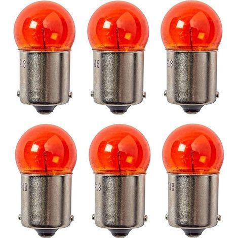 6 lampadine per indicatori di direzione da 12V 10W, lampadine alogene per moto, lampadine per fanali posteriori di scooter elettrici, lampadine arancioni per indicatori di direzione (1/3)