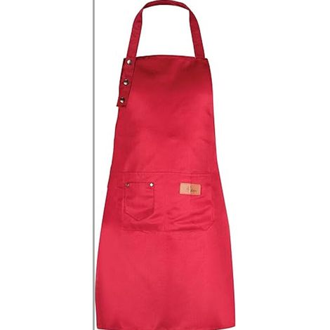Kitchen Apron for Men and Women with Pockets - Fits Large Size - Water Resistant, Red