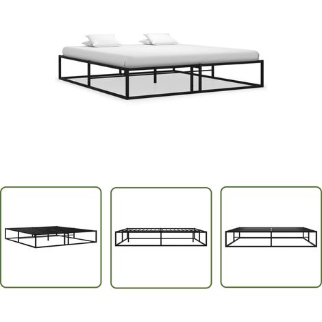Lit double pour adulte Cadre de lit - Noir Métal 160x200 cm BV425805 - BonneVie (1/5)