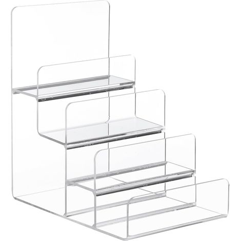 Étagère De Rangement En Acrylique Transparent Présentoir Trapézoïdal Multicouche Pour Portefeuille Lunettes Bijoux Support De Rangement Stable Pour Maison Et Boutique (1/5)
