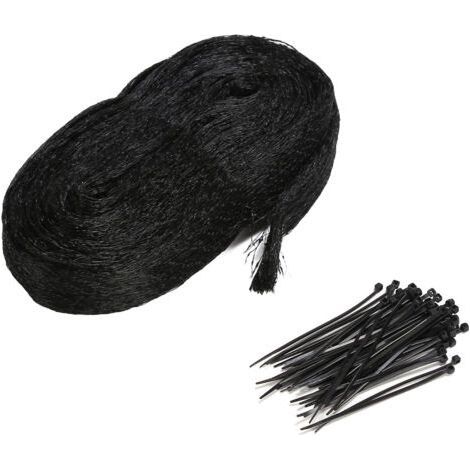 QORVA - Nylon-Vogelnetz mit 50 Kabelbindern - Schwarzes Gartennetz, Insekten- und Vogelschutz für Gemüse und Obst (1/5)