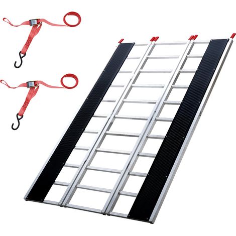Rampes Pliables Extra Larges en Aluminium 216x137,5 cm, Rampe de Chargement Capacité de 680,4 kg, Rampe d’Accès pour Moto/Moto Tout-Terrain/Remorque/VTT/UTV/Tracteur/Tondeuse à Gazon, 3PCs (1/5)