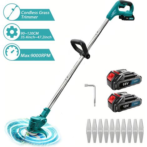 Pedony – Coupe-bordure à batterie 18V avec 2 batteries 3,0Ah – Chargeur inclus – Moteur en cuivre pur – Coupe nette pour terrains difficiles