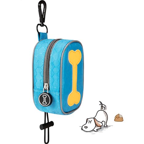 Porte-sacs à déjections canines avec attache pour laisse et cordon élastique-AquaForge