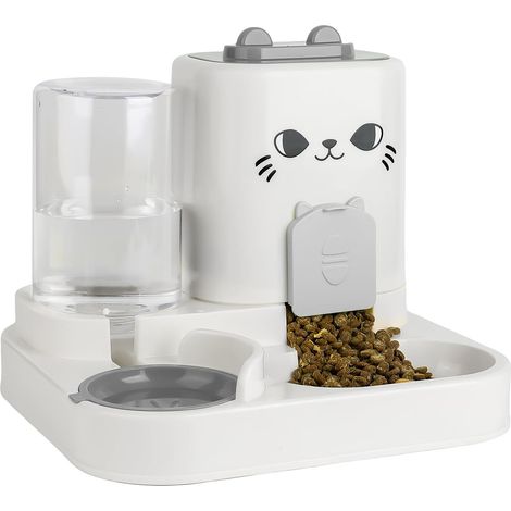 Dispensador automático de comida y agua 2 en 1, bebedero automático para perros y gatos pequeños y medianos, gran capacidad (gris) (1/5)