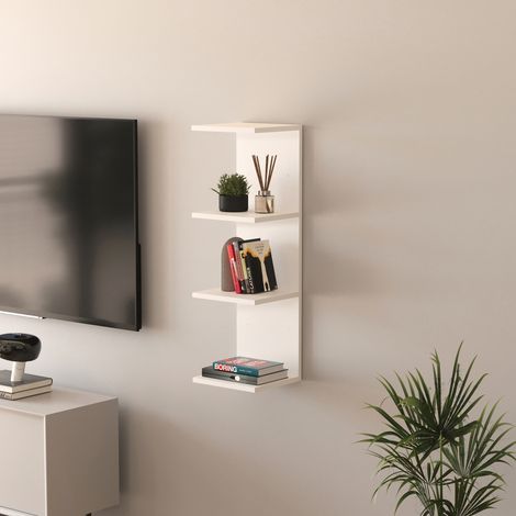 Mensola da Parete Surahammar Libreria Scaffale a Muro con 4 Ripiani - Bianco [en.casa]