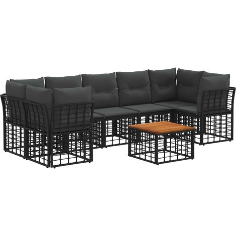 Conjunto de sofás de exterior 8 uds. Negro y Gris oscuro vidaXL (1/5)