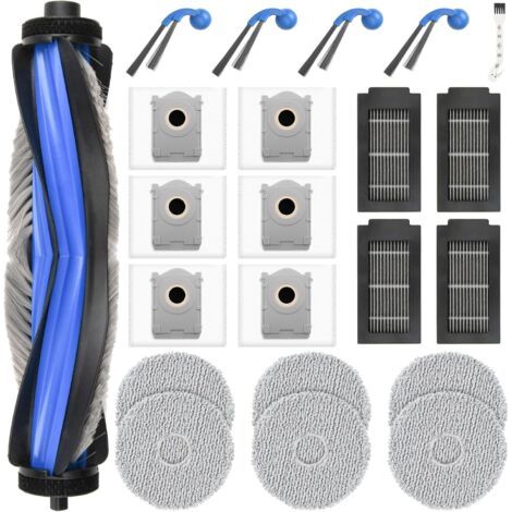 22 Stück Zubehör für Ecovacs Deebot T30C Omni / T30C Omni Gen2 / T30C Saugroboter, 1 Hauptbürste, 6 Staubbeutel, 6 Wischpads, 4 Filter, 4 Seitenbürsten, Reinigungsbürste