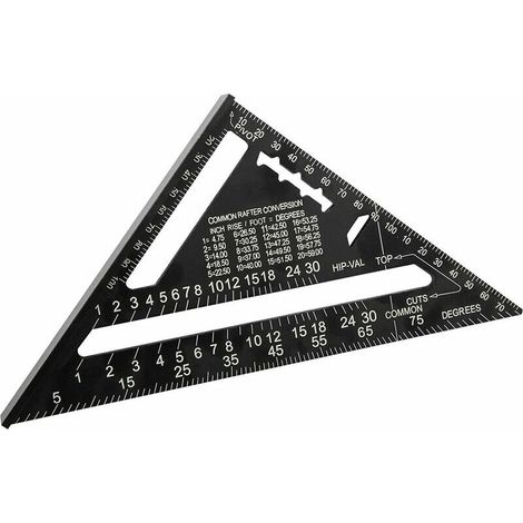 180mm(7pouces) Aluminium Règle Équerre de Triangle Rapporteur Multifonction Equerre Menuisier 45-90 Degres Carpenter Outil de Mesure(Métrique)-- (1/5)