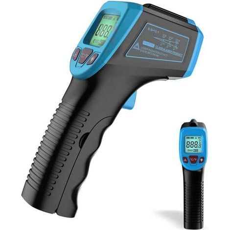 Thermomètre Infrarouge Laser Numérique Sans Contact Pistolet Température -50°C à 600°C avec Écran LCD Bleu (1/4)