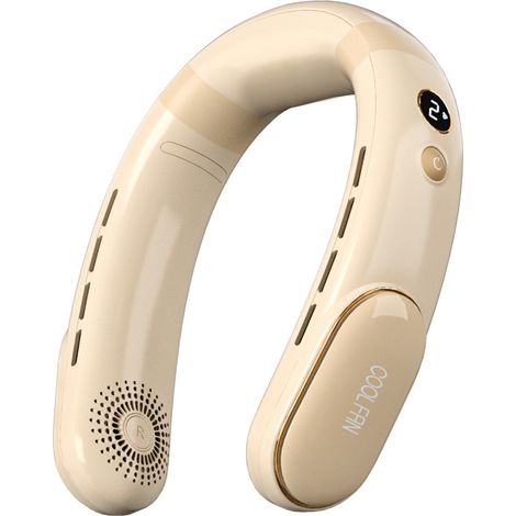 NALOOKAMIC Ventilateur de cou portable, technologie brevetée, conception de collier de cou, cinq vitesses, conduit d'air plus long, batterie 4000mAh ventilateur de charge USB portable 1pc jaune (1/3)