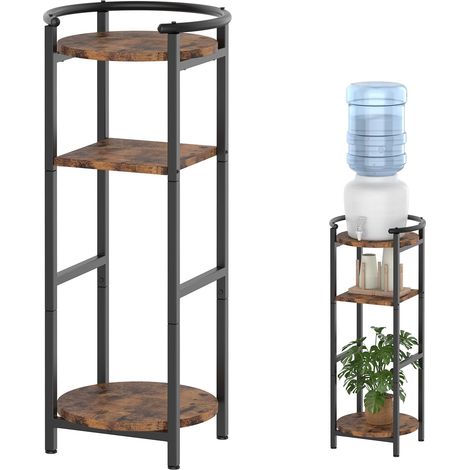Soporte vertical en macizo de madera para seau à boissons, étagère de rangement ronde à trois niveaux, noir (1/5)