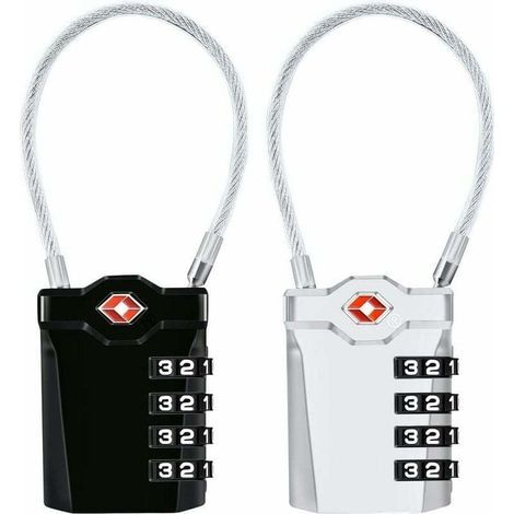 TSA-Gepäckschlösser, 2er-Set, 4-stellige Zahlenschlösser für Koffer und Taschen (Schwarz + Silber) (1/4)