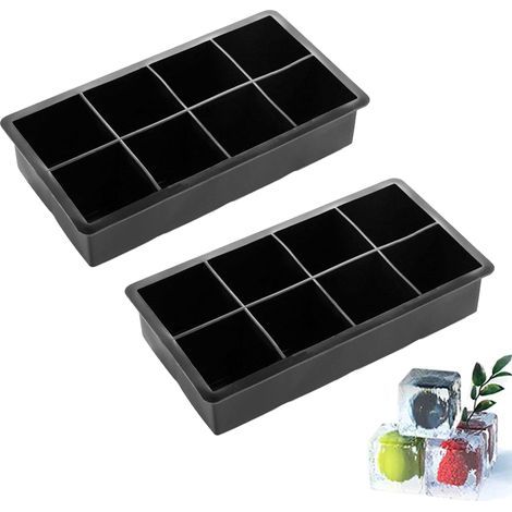 Bac À Glace - Moule À Glace En Silicone Flexible 8 Cavités 5 Cm - Pour Whisky Et Cocktails - Lot De 2 (1/5)