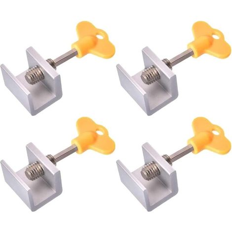 Sliding Window Lock, 4 Pack Sliding Door Lock, Adjustable Window Lock, Adjustable Sliding Door Stops, Aluminum Alloy Sliding Door Lock, Window Security (1/5)
