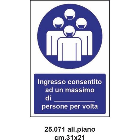 Cartello emergenza covid-19 31x21 cm ingresso massimo consentito