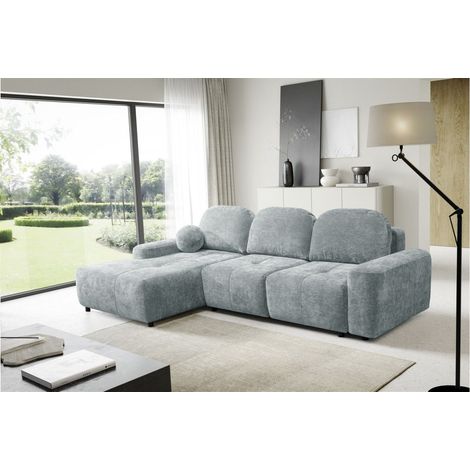 Ecksofa Schlafsofa Sofa ARGOS in Stoff Vibe Blaugrau Ottomane Links