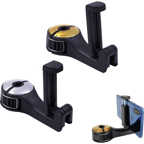 Lot de 2 supports de téléphone pour voiture, crochet pour dossier de siège auto, pour suspendre sacs à main, téléphones portables, petits objets