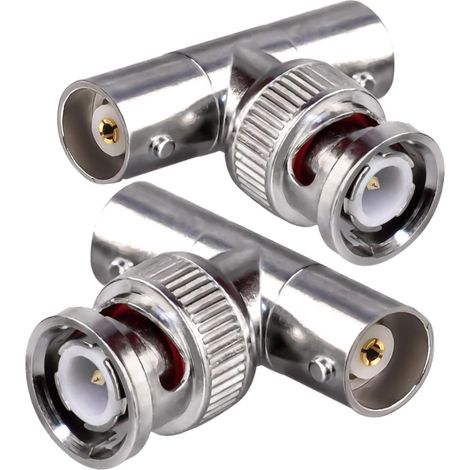 Connecteur en T Triple BNC Mâle à Double Femelle - Adaptateur Coaxial RF pour Câble de Sécurité CCTV DVR Caméra - Splitter Combinateur 3 Voies - 2 Pièces (1/5)