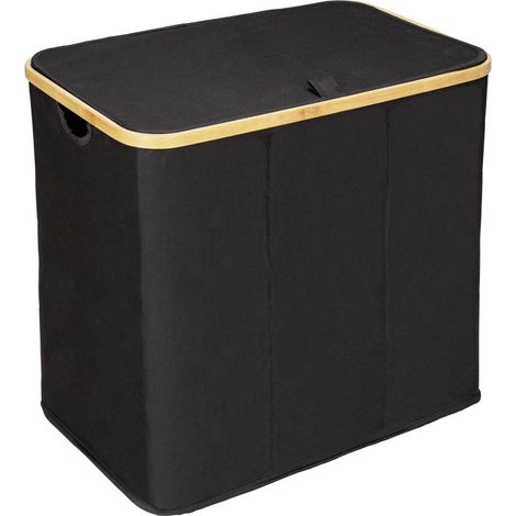 Wäschekorb TRIO ECORI, Bambus, 57 x 50 x 37 cm, WENKO