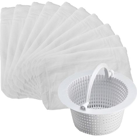 Panier de skimmer de 16 cm avec 10 chaussettes de skimmer de piscine, panier de skimmer avec poignée, chaussettes filtrantes en nylon, accessoires de piscine, nettoyage rapide des feuilles et de la (1/5)