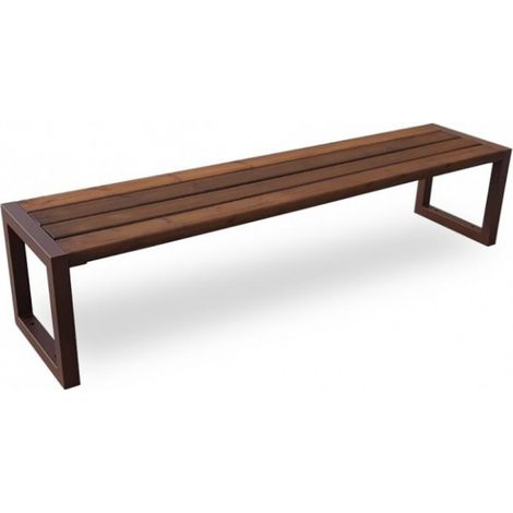 Panchina in Legno di Pino tinto Noce senza Schienale 200 x 46 x H 45 cm