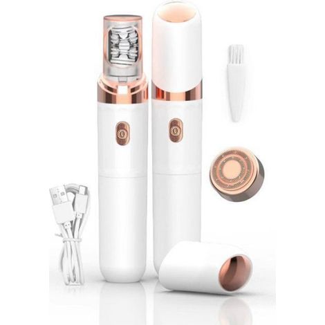 Épilateur visage 2-en-1 - - Épilateur électrique et tondeuse - Éclairage LED intégré - Rechargeable USB Femeo