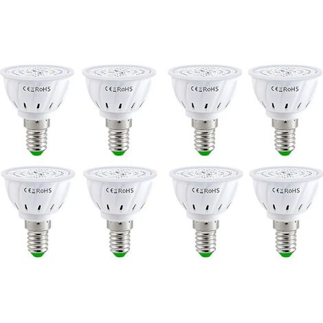 Lampe de croissance LED E14 - 60 ampoules à spectre complet, pour fleurs, semis hydroponiques et plantes biologiques, lot de 8, A-AquaForge (1/5)