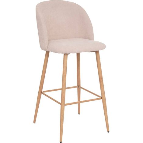 Atmosphera – Chaise de bar Céleste beige – Hauteur d'assise 77 cm – Structure en contreplaqué et fer – Rembourrage en mousse polyuréthane (1/4)