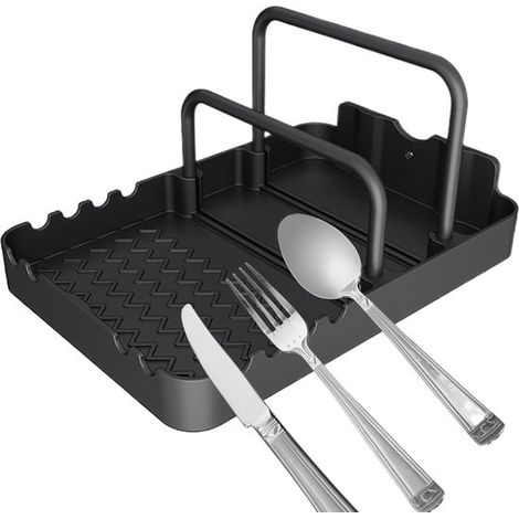 Topfdeckelhalter Küchenregal aus Aluminium, Geschirrablage mit rutschfester Matte für Bratpfanne, Backblech und Keksteller (1/5)