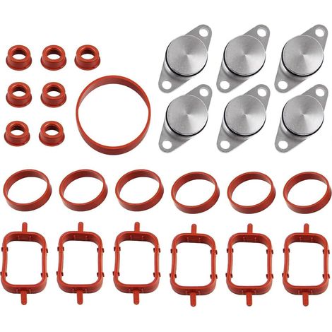 26Pcs Kit de Suppression Clapet Admission,Clapet Echappement,Joint Collecteur Admission,22mm Swirl Flap Bondes avec Joints Toriques,Accessoir de la Culasse,11612246949,pour E90 E60 E46 E53 M57 (1/5)