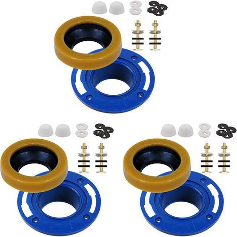 Adatto per 3 bulloni WC con anelli di cera, compatibile con i kit di sostituzione WC, include bulloni e kit di riparazione WC in PVC.