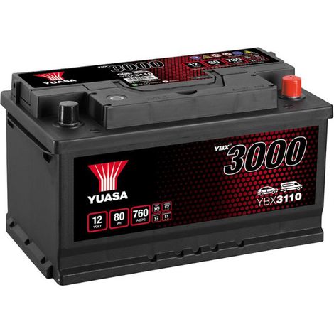 Yuasa – Batterie voiture 12V 80Ah 760A – Technologie classique CA/CA – Dimensions 315x175x175mm – Non compatible Start&Stop