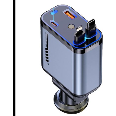 Chargeur de voiture USB à charge rapide – Adaptateur chargeur de voitureLampe ciel étoilé [Apple + Type-C]