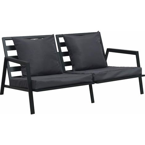 Salon de jardin 5 pcs Contemporain, Ensemble repas de jardin, avec coussins Aluminium Gris foncé OIB9190E (1/5)