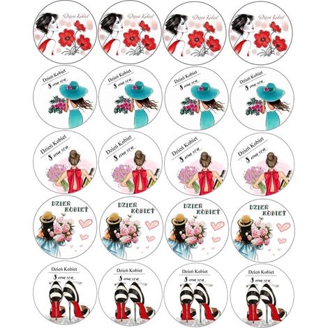 Oblea para magdalenas y galletas con diseño del Día de la Mujer, 2/20 unidades