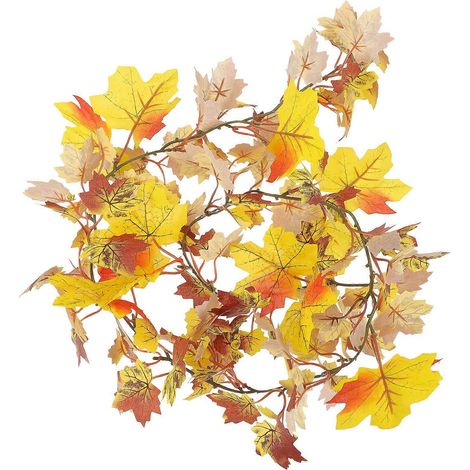 Guirlande de feuilles d'érable artificielles pour décoration murale, 5 pièces, motif vigne orange, idéale pour Thanksgiving (1/5)