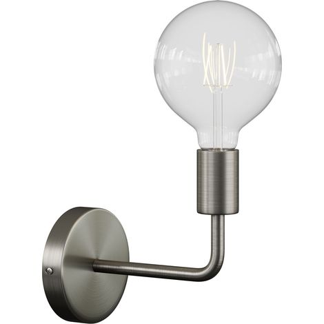 Fermaluce Metal, lampada a muro in metallo con estensione curva  Con lampadina - Titanio satinato - Matter ON/OFF