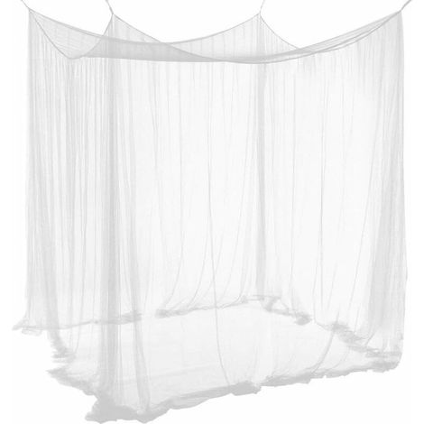 Moustiquaire de Lit Double Ciel de Lit Rectangulaire Grande Moustiquaire Blanc Simple d'Eté avec 4 Ouvertures Baldaquin Rideaux de Lit 190cm(W) x210cm(L) x240cm(H) Répulsif pour Les Insectes-LIAIKI (1/5)