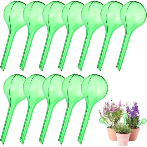 Green Mobility-Lot de 12 Petits Globes d'Arrosage en Verre Synthétique pour Plantes d'Intérieur - Bulbes Goute à Goute Arrosage 4 cm de Diamètre-Matériel d'Arrosage Automatique en PVC pour Plantes (1/5)