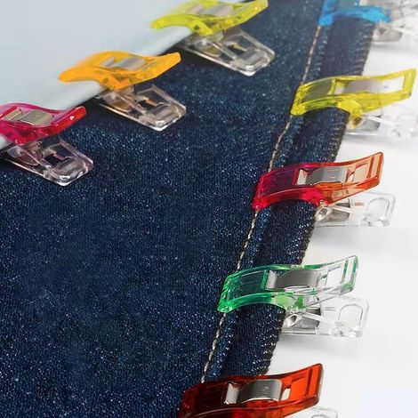Pinces de bordure en plastique pour travaux manuels textiles, pinces à hache, petites pinces en plastique, pinces de positionnement pour la couture et couleurs assorties, très populaires au niveau tra (1/5)