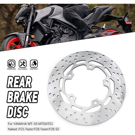 Disques de frein arrière compatibles avec les modèles Yamaha FZ1, FZ1N, FZ1S, FZ6, FZ6N, FZ6S, Fazer et MT03. (1/5)