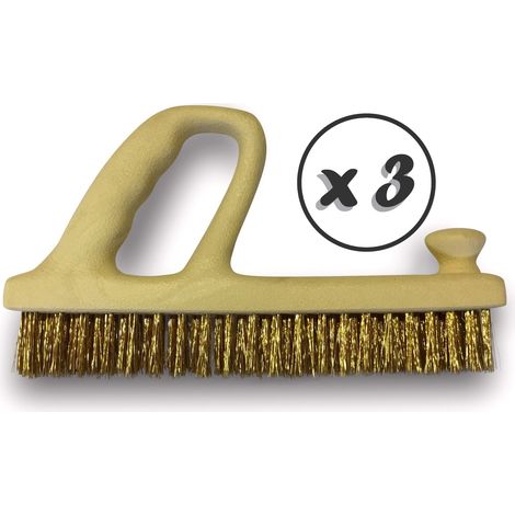 Brosse métallique Forme Rabot - Lot de 3 - Acier laitonné souple (1/5)
