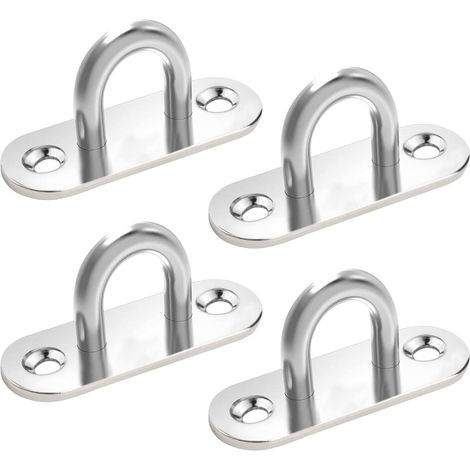4er-Pack Edelstahl-Ösenblenden, Ösenblendenabdeckungen, Haken aus Metall 304, U-förmige Deckenhaken, Befestigungshaken für Hängesessel, Markisen, Bootszubehör (1/5)