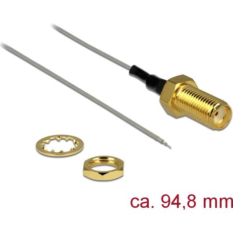 HF SMA Buchse zum Einbau  offenes Kabelende verzinnt 94,8 mm GewindelÃ¤nge 10 mm 1.37 Delock