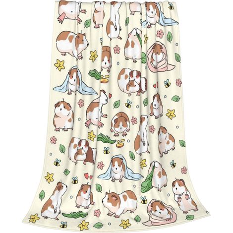 Couverture imprimée de cochon d'Inde, cadeau amusant pour enfants, amateurs de cochons d'Inde, légère et confortable, couverture en flanelle douce anti-boulochage pour lit, canapé, chaise, décoration (1/5)