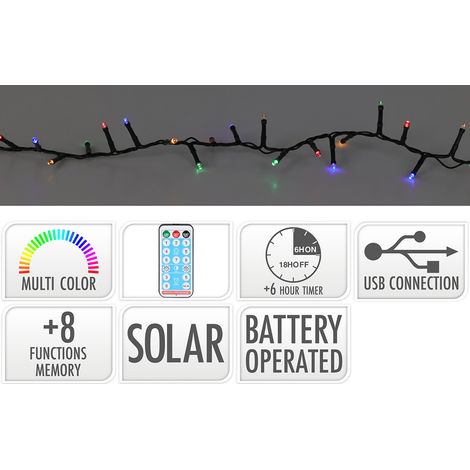 LED-Girlande 8 Funkelfunktionen Mehrfarbig IP44 Solar BASICS