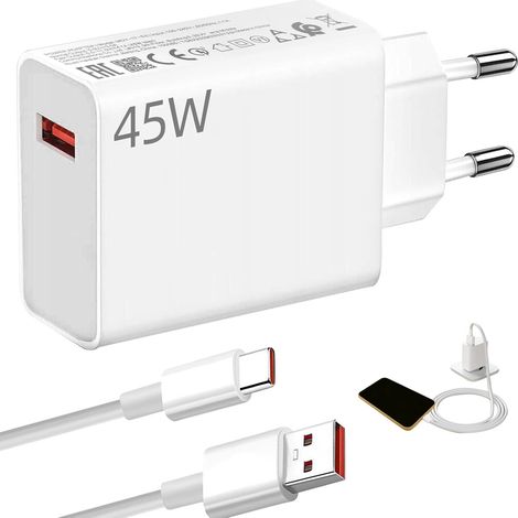 Chargeur 45W pour Xiaomi, 45W Chargeur Charge Rapide Turbo avec Câble USB C 1m Compatible avec Xiaomi Pad 6 5 Pad Pro, Note 14 Note 13 Note 12S Note 12 POCO Pad POCO M6 Mi 10T (1/5)